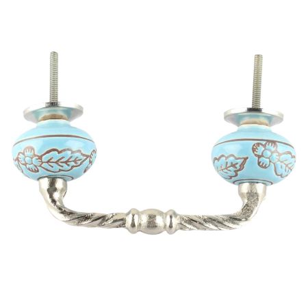 Turquoise Leaf Flower Ceramic Cut Bridge Handle Online